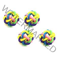 온빛펫 강아지 무지개 딸랑이공 6cm, 혼합 색상, 4개입