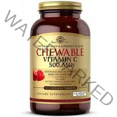 솔가 Lascorbic 비타민 C 크랜 라즈베리 맛 500 mg 90 츄어블 타블렛, 1개, 기본