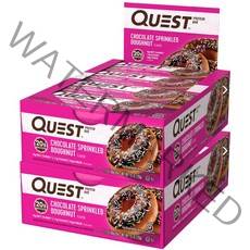 퀘스트뉴트리션 프로틴 바 60g 프로틴 20g 글루텐 프리 저당, 초콜릿 스프링클드 도넛, 24개입