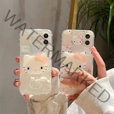 아이폰 호환 케이스 iphone x/11/12/13/14 플러스 프로 맥스 풀커버 러블리 미니 헬로키티 패턴 투명 케이스+핸드폰 거치대 2종 A_002