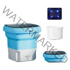 접이식 미니세탁기 속옷 양말 수건 초소형 휴대용 세탁기, 블루 세탁기+탈수+블루라이트