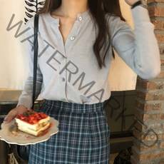 비스코스 기본 가디건 여성 니트 간절기 라운드넥