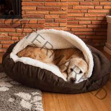 도매창고 강아지 양모 동굴방석 돔하우스, 브라운