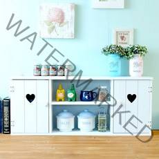 프로방스코리아 하트 선반 수납장 77x17x32cm, 화이트