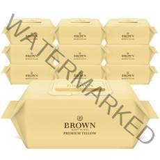 브라운 프리미엄 옐로우 저자극 엠보싱 아기물티슈 캡형, 72매, 10팩
