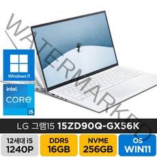 LG전자 2022년형 그램15 15ZD90Q-GX56K 인텔 i5 윈도우11 LG정품파우치 증정, WIN11 Home, 16GB, 256GB, 코어i5, 화이트