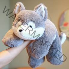 누워있는 곰돌이 강아지 동물인형 안고자는 인형 쿠션, 그레이 허스키, 55cmcm