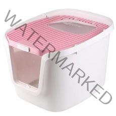 miaowang사막화방지 대형 고양이 화장실 후드형, 핑크 L사이즈