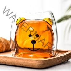 THEHADA 빼꼼 곰돌이 내열유리 홈카페컵 250ml, 브라운, 1개