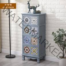 틈새 슬림 우드 수납장 빈티지 복도 현관 콘솔 미니 서랍장 3단 4단 와이드체스트, B