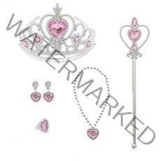 쏙쏙마켓 하트 공주 목걸이 귀걸이 세트 악세사리, 핑크 주얼리 세트