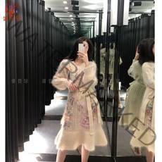 셀럽당 여성 원피스 가을 겨울 패션 프릴 스웨터 도톰 원피스 긴팔 미디스커트