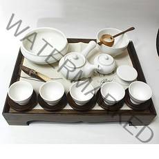 이천도자기 토비 백자 균열 5인다기 성인용 예절세트 차/다기 세트, 세트