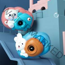 유니커블 귀여운 생선 고양이 당근 토끼 동물 캐릭터 카메라 자동 버블건 뮤직 조명 버블 머신 비눗방울 놀이 장난감, 블루고양이 WPS058