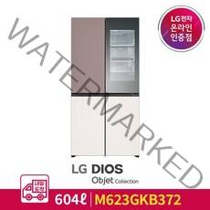 LG [내일도착][공식판매점][LG전자] LG 디오스 노크온 냉장고 오브제컬렉션 M623GKB372 (604L)