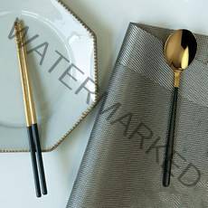 지베아 루체 2인 한식 수저 세트, 숟가락 2p + 젓가락 2p, 골드블랙