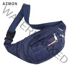 AZMON 캐주얼 원컬러 멀티포켓 미니힙색 다용도 스포츠 웨이스트백 2.5L, 35cm x 14cm x 9cm, 네이비