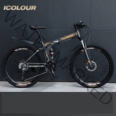 zhanwei 입문용 접이식 자전거 26인치 26인치 21단 MTB, 블랙 오렌지_21단_26인치[삼발 에어로]