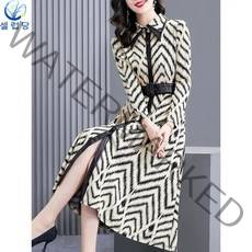 셀럽당 스트라이프 셔츠 느낌 원피스 여성 하이엔드 프렌치핏 긴팔 스커트