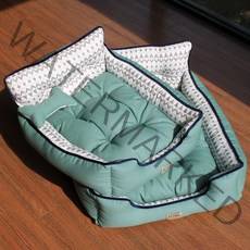 엘리시아 폭신한 애견 반려동물 강아지 고양이 사계절 4면범퍼 침대, 민트