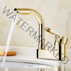 광택 골드수전 투홀 2홀 교체용 세면대 5303, 골드 더블캡 + 60cm 듀얼 튜브개