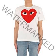 [꼼데가르송] (P1T026 WHITE) 남성 더블하트 반팔 티셔츠 21SS