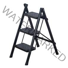 메이크잇 다용도 가정용 A형 접이식 3단 사다리, 블랙