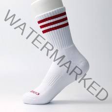 컴프로 여성 스포츠 장목 쿠션 이중바닥 링글 기능성 양말, 흰색-빨강