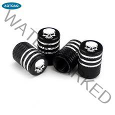 자전거타이어 4 개대 자동차 타이어 밸브 스템 캡 널링 스타일 해골 타이어 밸브 캡 알루미늄 타이어 휠 스템 에어 밸브 캡 방진 캡, c01705-블루