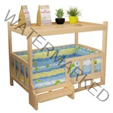 원목 반려견 하우스 강아지집 소형견 중형견 강아지2층침대 오픈형 애견하우스, 계단형+블루 30x45