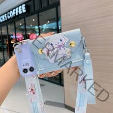 시나모롤 핸드폰카드 카드수납 지갑 캐릭터 글리터 그립톡 스트랩 가죽 아이폰12 케이스