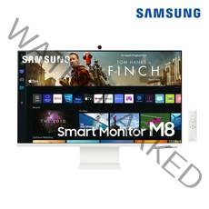 삼성전자 스마트 모니터 M8 S32BM801 32인치 UHD 4K 웹캠 마이크 스피커 내장 슬림 디자인 디즈니플러스 유튜브 넷플릭스 빅스비 슬림핏 탭뷰 미러링 에어플레이2