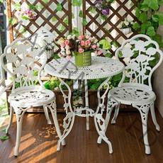 야외철제의자 티테이블 정원꾸미기 카페 주물 장미, 화이트 장미세트