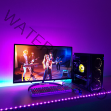 디파워샵 오드 LED 스트립 15색 인테리어 무드등 붙이는 간접 조명 RGB LED바 (사이즈 0.5m 1.5m 2.0m) 컴퓨터 PC방 백 라이트 리모컨 줄조명 틱톡 유튜브, LED 2.0m