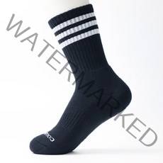컴프로 여성 스포츠 장목 쿠션 이중바닥 링글 기능성 양말, 검정-흰색