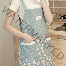 H형 길이조절 방수 앞치마, 블루, 플라워