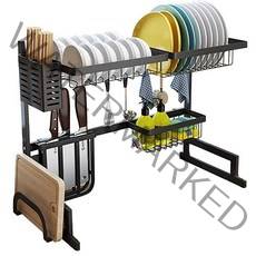 길이조절식 스탠딩 식기건조대 2단, 블랙