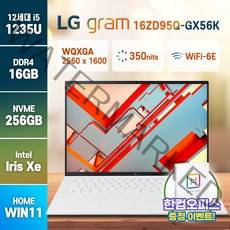 LG전자 2022 그램16 16ZD90Q-GX56K / 16ZD95Q-GX56K 2023 신모델 발송 인텔 i5-1235U 윈도우11 한컴오피스 무선마우스 증정, WIN11 Home, 화이트, 16GB, 256GB, 코어i5, 16ZD90Q