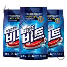 비트 분말 세탁세제 일반용 리필, 2.5kg, 3개