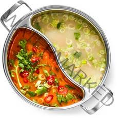 토탈하우스 스텐레스 IH 반반냄비 (30cm) 태극냄비 0836 인덕션용 멀티냄비 훠궈냄비 마라탕 샤브샤브냄비 나눔냄비 전골냄비 태극반반냄비