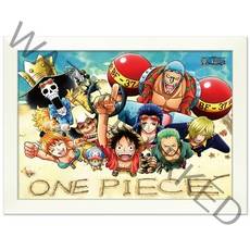 원피스 스마일 직소퍼즐 + 액자 세트, 혼합색상(퍼즐), 슬림화이트(액자), 150피스