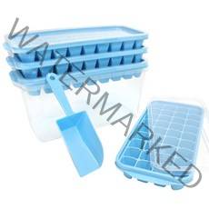 자이티 얼음 트레이 얼음틀 36구 4p + 아이스큐브 컨테이너 + 스쿱 세트, 블루