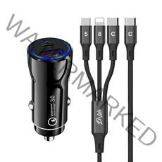 이츠라이프 베네치아 QC3.0플러스 PD 듀얼 차량용 고속 충전기 + 비바스 3 in 1 PD PPS 초고속 충전 케이블 1.2m, 블랙, ITS-PDCC01