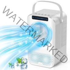 무시동에어컨 차박 캠핑 차량용 휴대용 에어 쿨러 팬 시간 설정 가능 냉각 미스트 모바일 무소음 소형 에어컨 3 단 조명 600ML 물 탱크, White+UK