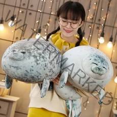 하프 물범 물개 쿠션 인형 대형 2size [모찌 바다표범 안고자는 애착인형 낮잠쿠션 바디필로우 베개], 시크한 회색물범 40CM