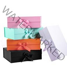 원터치 슬립 조립식 고급 리본 선물 상자 박스 싸바리 3호 26X19X8, 오렌지