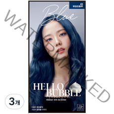 미쟝센 올뉴 헬로버블 염모제, 4B 웨일딥블루, 3개