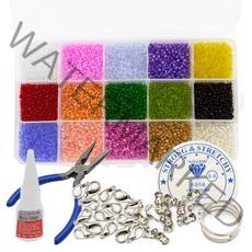 아트니즘 시드비즈 DIY 마스크스트랩 팔찌 반지 만들기 15색 세트 3mm, C타입 투명, 1세트