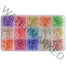 리니팜 키링오링 시드비즈 15색 세트 3mm, 파스텔크림, 1세트