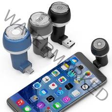 아이퀸 휴대용 USB 5핀 C타입 스마트폰 미니 면도기, USB 마그네틱 스마트폰 면도기(2in1 USB+마이크로5핀), 블루